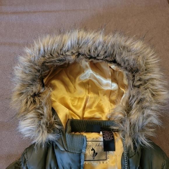 BABY Phat Army Green Quilted Faux Fur Hood Puffy Coat Size 3T - Picture 7 of 8